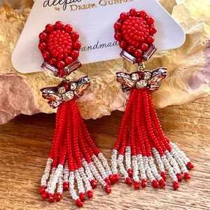 NWT Anthropologie Deepa Crystal Beaded Fringe Earrings